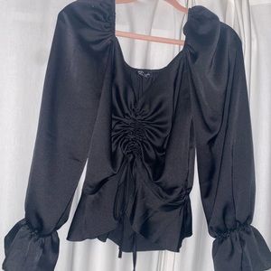 Nasty gal black silk blouse